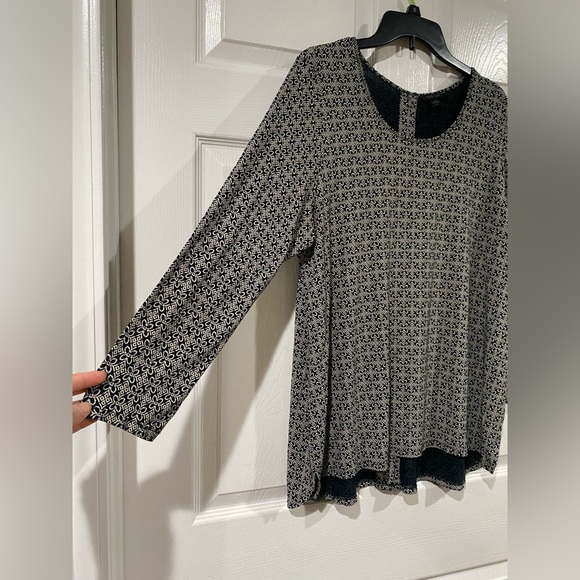 J Jill Scoop Neck Blouse Minimal Coastal Office Comfort Petite Large Navy White - Picture 2 of 11